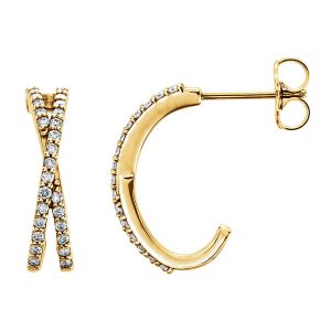 4 x 14mm 14k Yellow Gold 1/4 CTW (G-H, I1) Diamond Crisscross Earrings