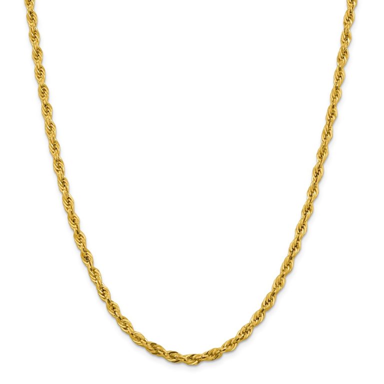 4.25mm 10k Yellow Gold Hollow Rope Chain Necklace, 22 Inch