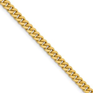 4.25mm 14K Yellow Gold Solid Miami Cuban (Curb) Chain Necklace, 20 In