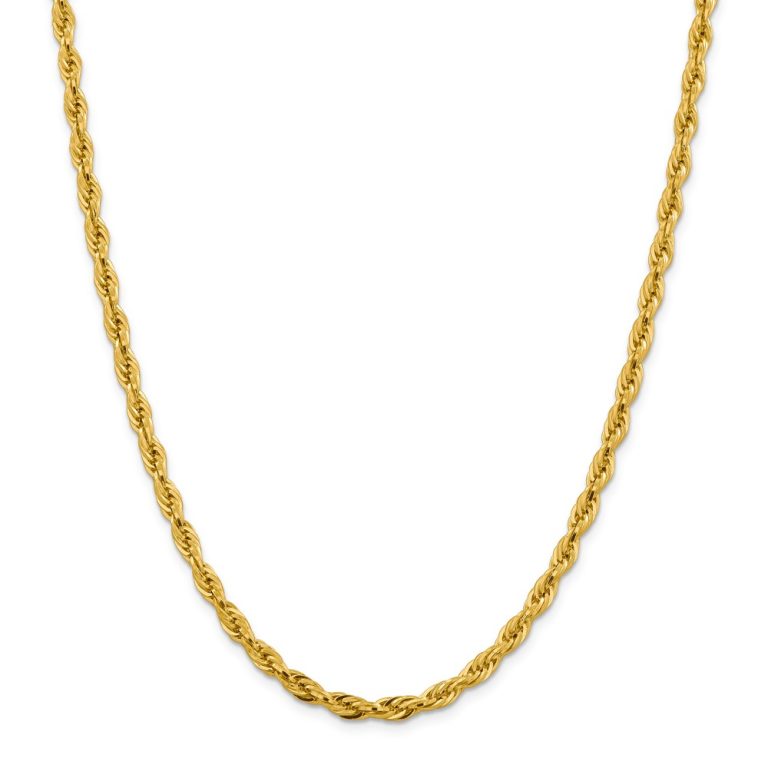 4.75mm 10k Yellow Gold Hollow Rope Chain Necklace, 16 Inch