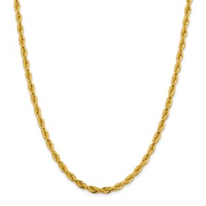 4.75mm 10k Yellow Gold Hollow Rope Chain Necklace, 18 Inch