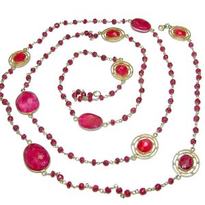 44 inches authentic Ruby .925 Sterling Silver handmade Station Necklace