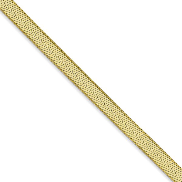 4mm 10k Yellow Gold Solid Herringbone Chain Necklace, 16 Inch