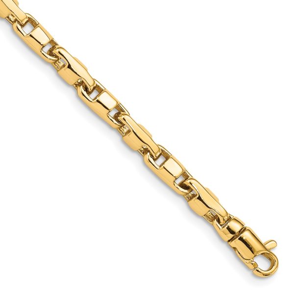 4mm 14K Yellow Gold Fancy 3D Anchor Chain Bracelet, 7 Inch