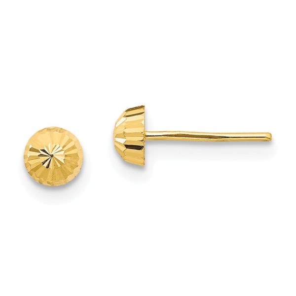 4mm Diamond-cut Half-Ball Post Earrings in 14k Yellow Gold