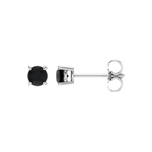 4mm Round Black Onyx Stud Earrings in 14k White Gold