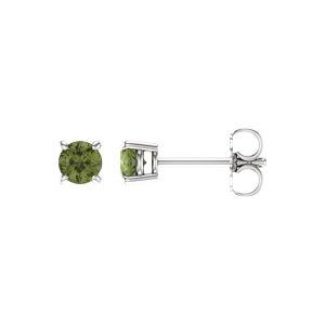 4mm Round Peridot Stud Earrings in 14k White Gold