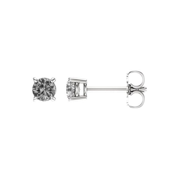 4mm Round White Sapphire Stud Earrings in 14k White Gold