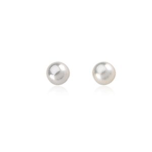 4mm White Akoya Cultured Pearl and 14k Yellow Gold Stud Earrings