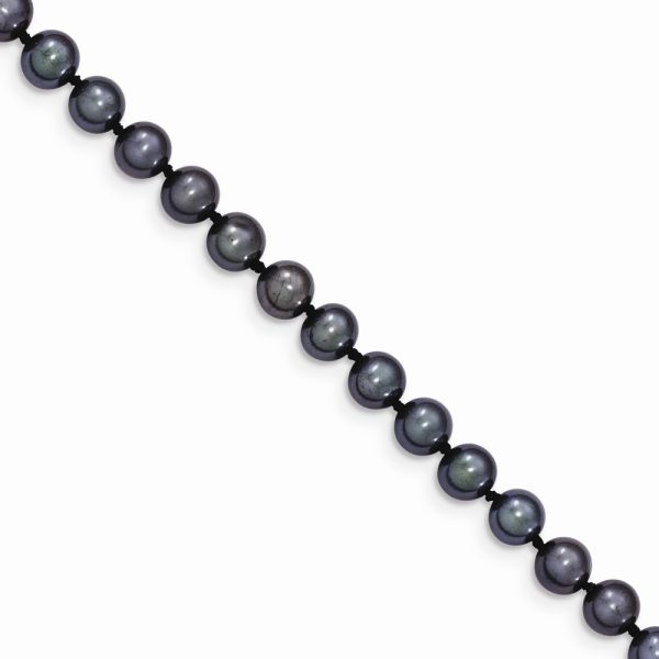 5-6mm, Black FW Cultured Pearl & 14k Yellow Gold Necklace, 18 Inch