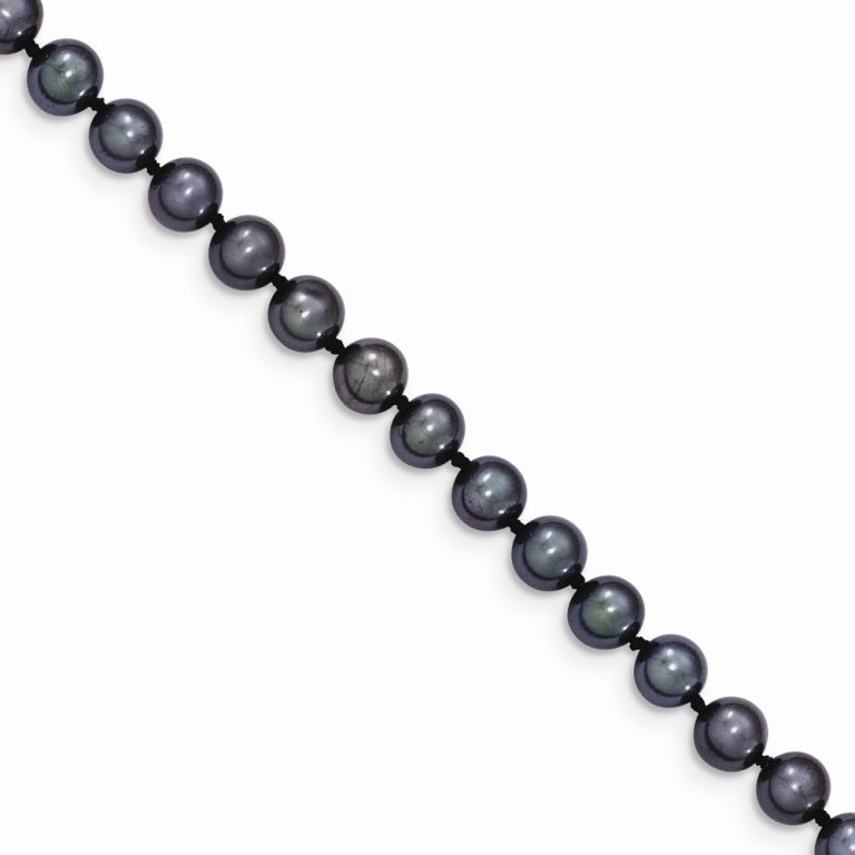 5-6mm, Black FW Cultured Pearl & 14k Yellow Gold Necklace, 18 Inch