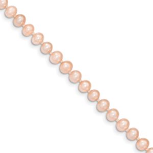 5-6mm, Pink FW Cultured Pearl & 14k Yellow Gold Necklace, 16 Inch