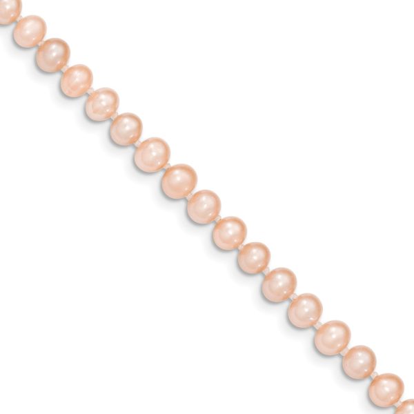 5-6mm, Pink FW Cultured Pearl & 14k Yellow Gold Necklace, 16 Inch