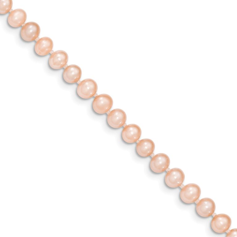 5-6mm, Pink FW Cultured Pearl & 14k Yellow Gold Necklace, 16 Inch