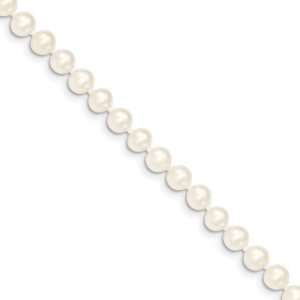 5-6mm, White FW Cultured Pearl & 14k Yellow Gold Necklace, 18 Inch