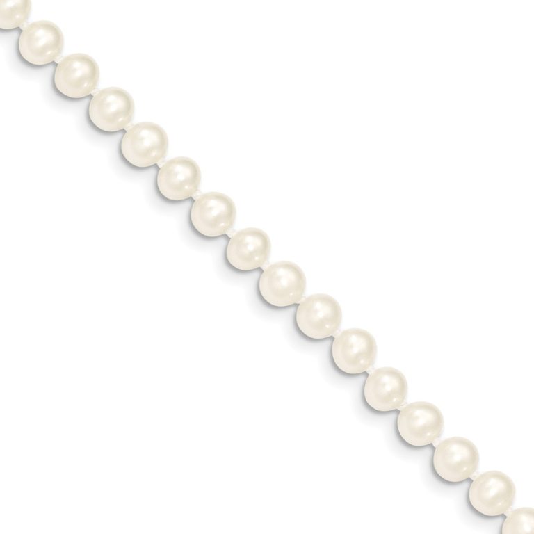 5-6mm, White FW Cultured Pearl & 14k Yellow Gold Necklace, 20 Inch