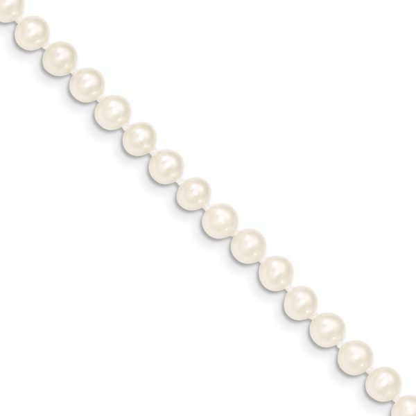 5-6mm, White FW Cultured Pearl & 14k Yellow Gold Necklace, 24 Inch