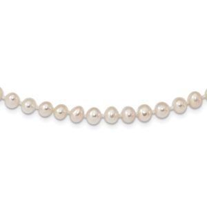 5-6mm, White FW Cultured Pearl & Sterling Silver Necklace, 18 Inch