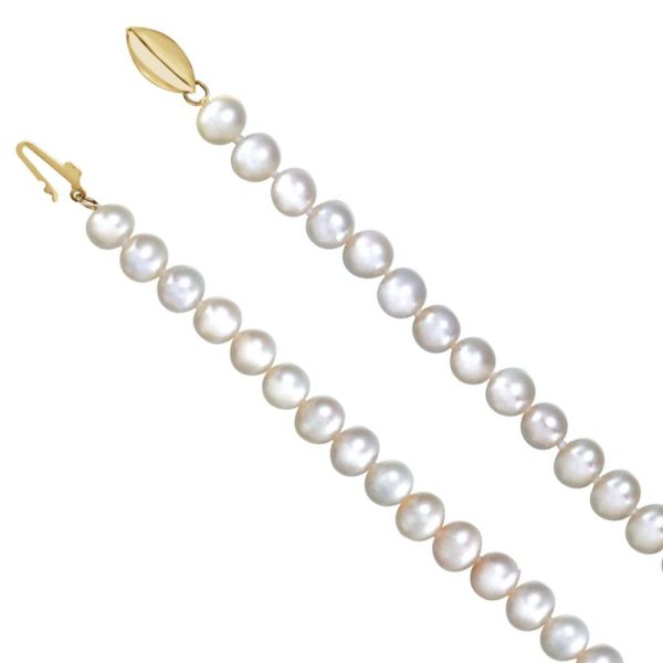 5.0-5.5mm, White FW Cultured Pearl & 14k Yellow Gold Necklace, 18 Inch