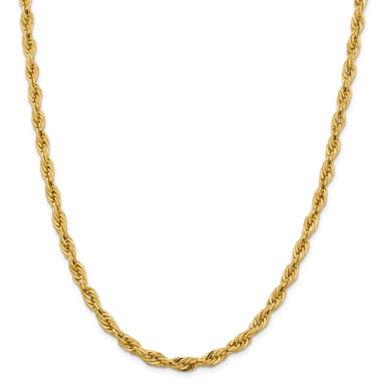 5.4mm 10k Yellow Gold Hollow Rope Chain Necklace, 16 Inch