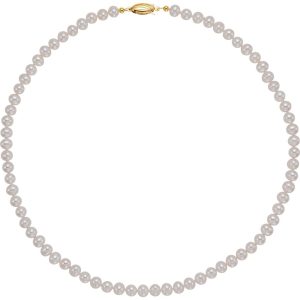 5.5-6.0mm, White FW Cultured Pearl & 14k Yellow Gold Necklace, 18 Inch