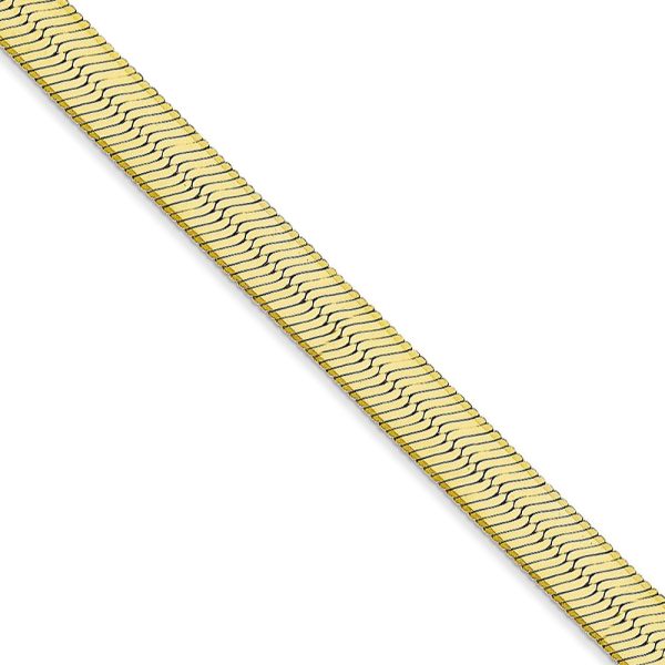 5.5mm 10k Yellow Gold Solid Herringbone Chain Necklace, 16 Inch