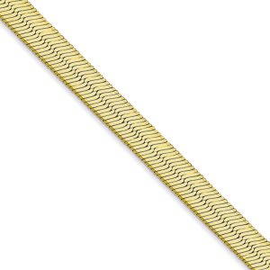 5.5mm 10k Yellow Gold Solid Herringbone Chain Necklace, 18 Inch