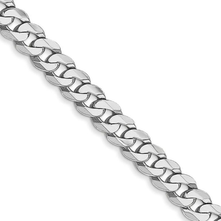 5.5mm, 14K White Gold, Solid Miami Cuban (Curb) Chain Necklace, 26 In