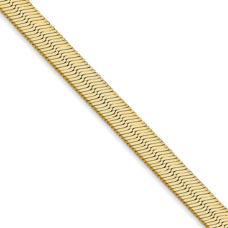 5.5mm, 14k Yellow Gold, Solid Herringbone Chain Necklace, 16 Inch