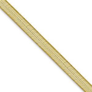 5mm 10k Yellow Gold Solid Herringbone Chain Necklace, 16 Inch