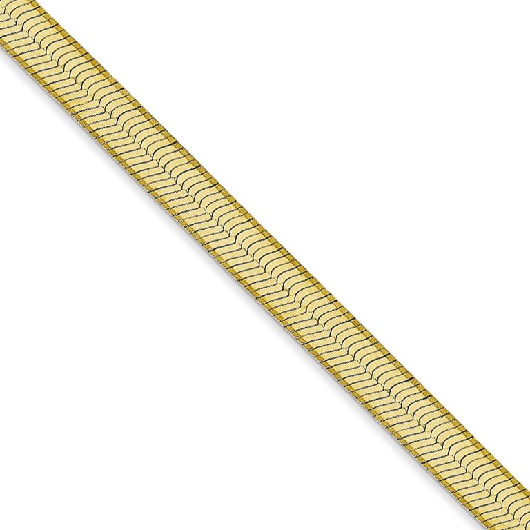 5mm 10k Yellow Gold Solid Herringbone Chain Necklace, 18 Inch