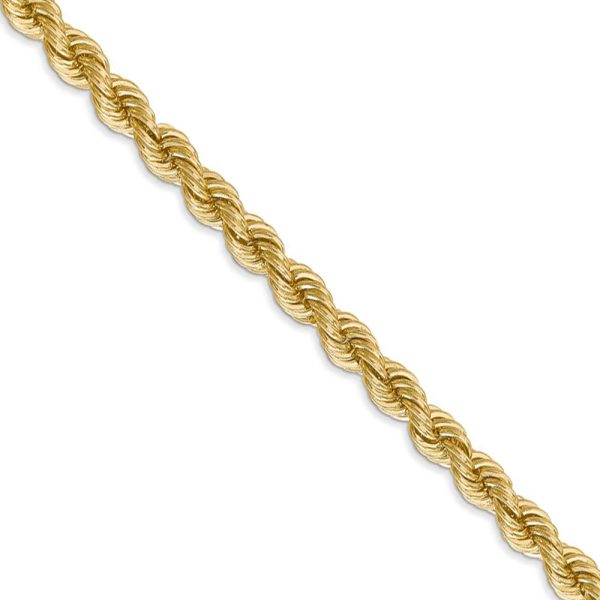 5mm, 14k Yellow Gold, Handmade Solid Rope Chain Necklace, 24 Inch