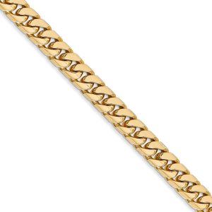 5mm, 14k Yellow Gold, Solid Miami Cuban (Curb) Chain Necklace, 20 Inch