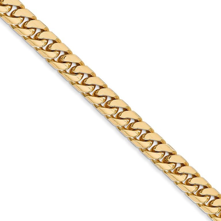 5mm, 14k Yellow Gold, Solid Miami Cuban (Curb) Chain Necklace, 26 Inch