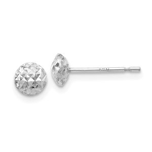 5mm Diamond Cut Puffed Circle Post Earrings in 14k White Gold