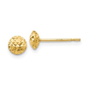 5mm Diamond Cut Puffed Circle Post Earrings in 14k Yellow Gold