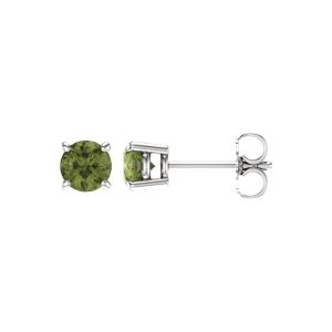 5mm Round Peridot Stud Earrings in 14k White Gold