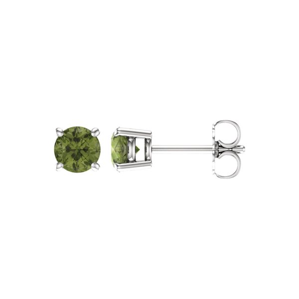 5mm Round Peridot Stud Earrings in 14k White Gold