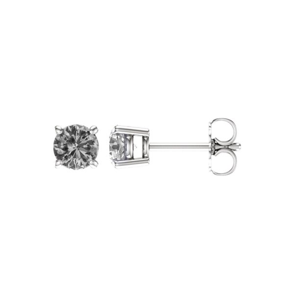 5mm Round White Sapphire Stud Earrings in 14k White Gold