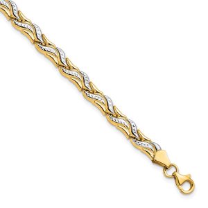 5mm Swirl Link Bracelet in 14k Yellow Gold and White Rhodium, 7 Inch