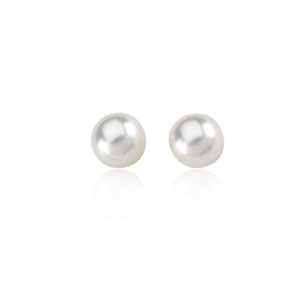 5mm White Akoya Cultured Pearl and 14k Yellow Gold Stud Earrings