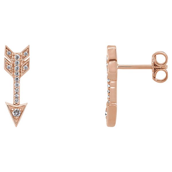 5mm x 17mm 14k Rose Gold 1/6 CTW (G-H, I1) Diamond Arrow Earrings