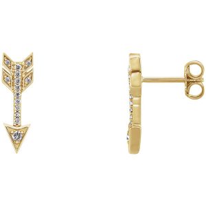 5mm x 17mm 14k Yellow Gold 1/6 CTW (G-H, I1) Diamond Arrow Earrings