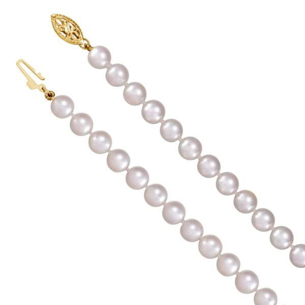 6-6.5mm Akoya Cultured White Pearl & 14k Yellow Gold Necklace, 24 In