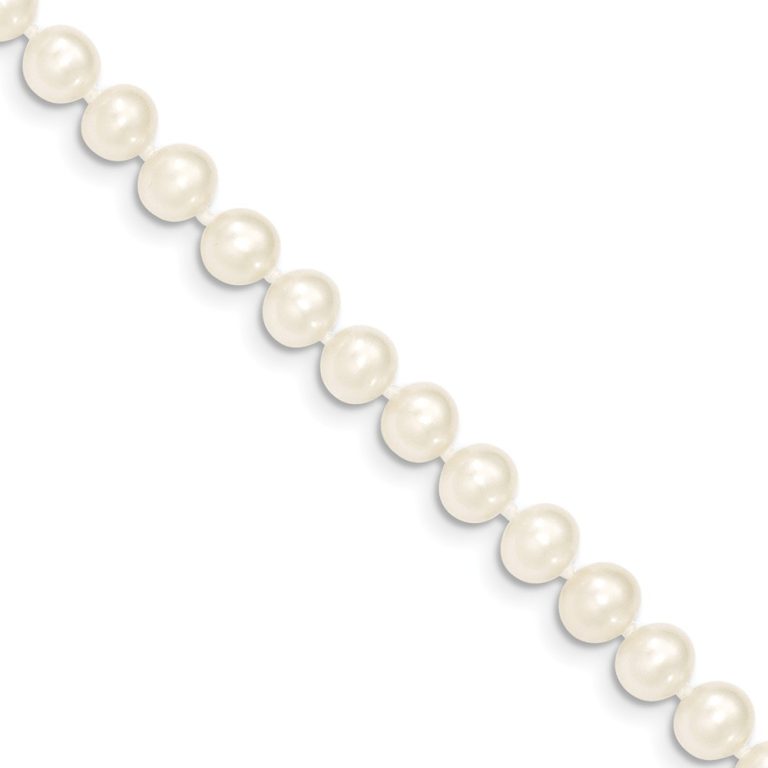 6-7mm, White FW Cultured Pearl & 14k Yellow Gold Necklace, 18 Inch