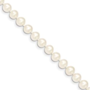 6-7mm, White FW Cultured Pearl & 14k Yellow Gold Necklace, 24 Inch