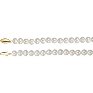 6.5-7.0mm, White FW Cultured Pearl & 14k Yellow Gold Necklace, 18 In