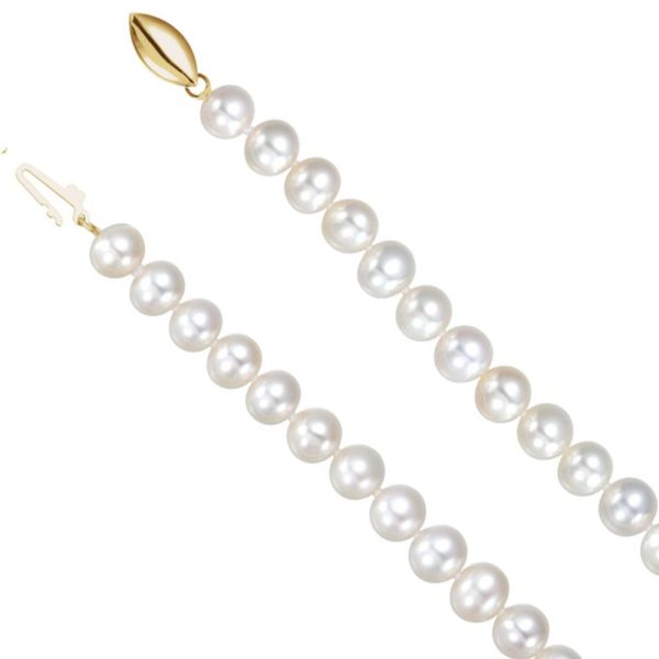 6.5-7.0mm, White FW Cultured Pearl & 14k Yellow Gold Necklace, 18 Inch