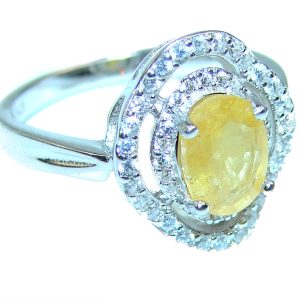 6.5 carat Yellow Sapphire .925 Sterling Silver handcrafted ring size 7