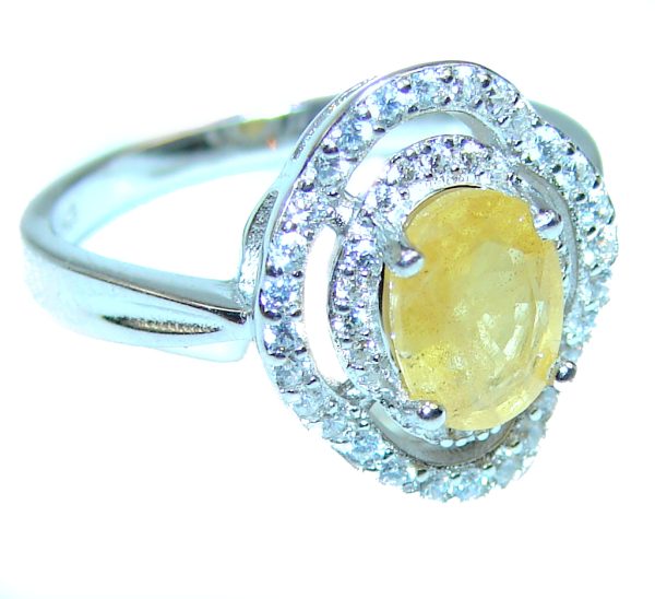 6.5 carat Yellow Sapphire .925 Sterling Silver handcrafted ring size 7